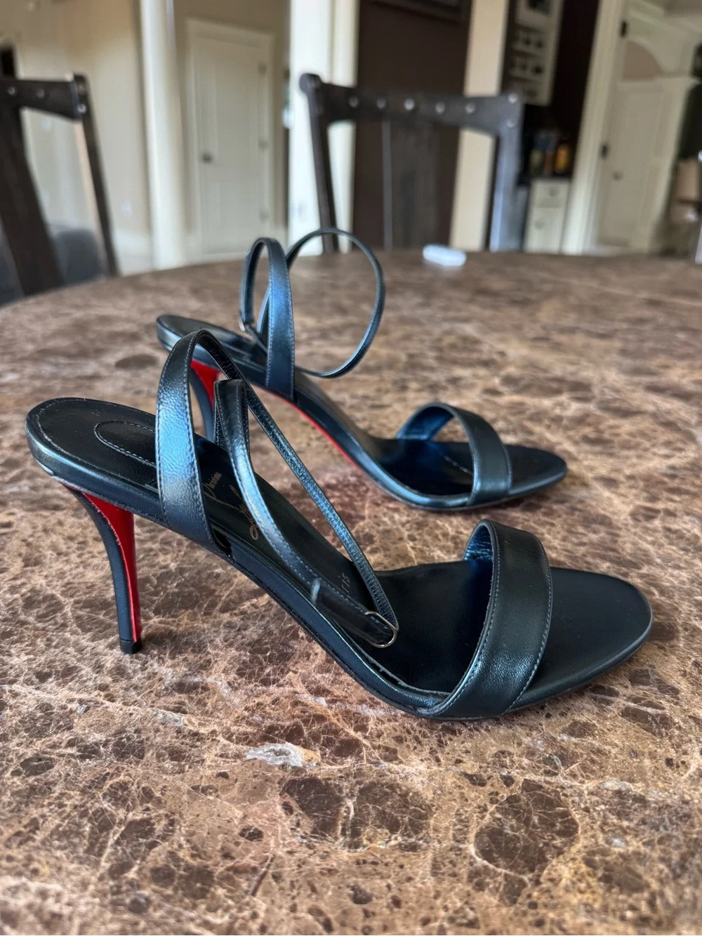 Christian Louboutin miss z sandal last night metallic blue stiletto sz 37.5